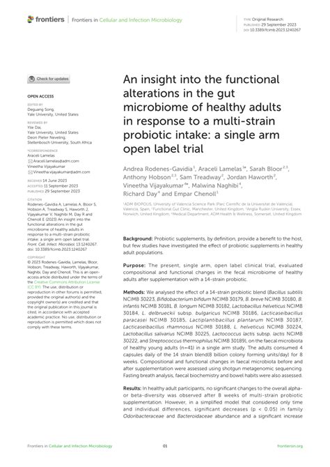 PDF An Insight Into The Functional Alterations In The Gut Microbiome