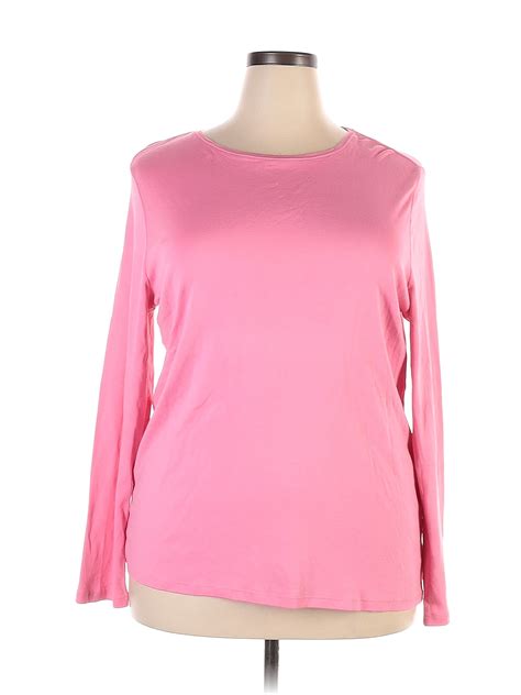 Talbots 100 Pima Cotton Pink Long Sleeve T Shirt Size 2X Plus 66