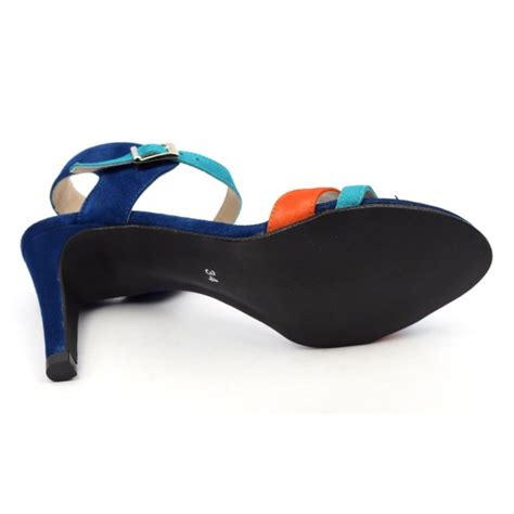 Sandales Cuir Daim Bleu Roi Talon 7 5 Cm Brenda Zaro Helira Femmes