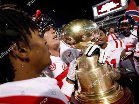 Mississippi Players Celebrate Egg Bowl Trophy Editorial Stock Photo ...