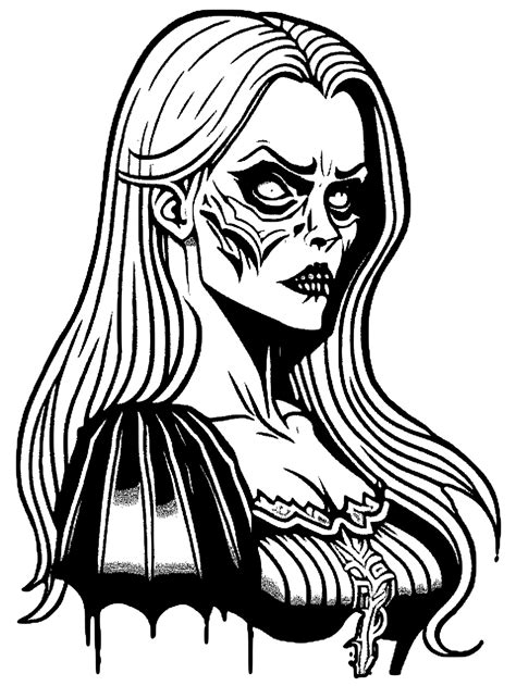 Gothic Vampire Beauty Coloring Page · Creative Fabrica