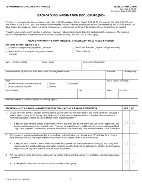 Dcf Wisconsin Govfilessbackground Ination Disclosure Bid Wisconsin