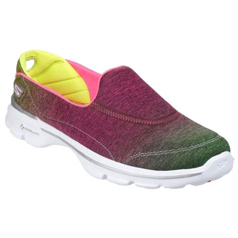 Skechers Go Walk 3 - Aura Women's Pink/Lime Shoes - Free Returns at ...