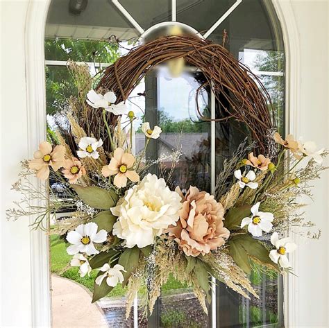 Fall Wreath Boho Wreath Summer Wreath Everyday With Pampus Etsy