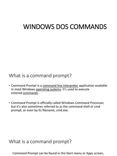 Windows Dos Commands | PDF | Command Line Interface | Computer File