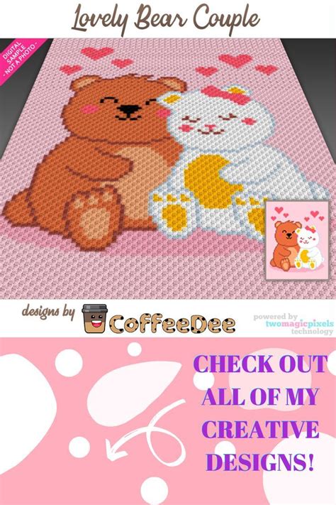 Lovely Bear Couple Graph For Crochet C2c Mini C2c Sc Hdc Dc Tss