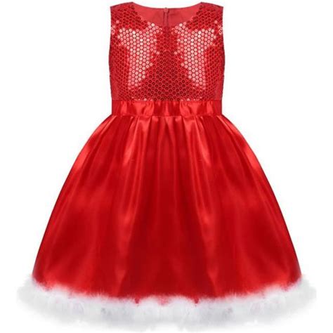 Freebily Robe Soirée Fille Enfant Déguisement Noël Mère Paillettes