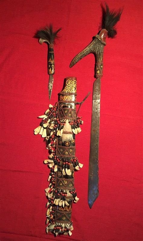 Rare Original Dayak Headhunter Borneo Tribal Mandau Knife Sword Sheath