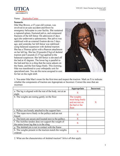 Oda Mae Brown Case Study 616 Name Startiesha Carter Scenario Oda