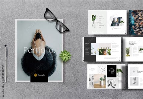 Photography Portfolio Layout with Gray Elements Stock Template | Adobe ...