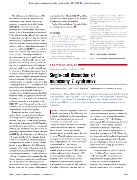 (PDF) Single-cell dissection of monosomy 7 syndromes