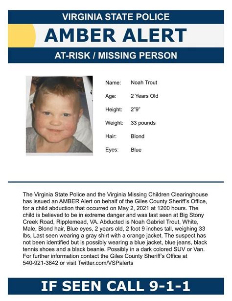 Virginia State Police cancel Amber Alert after 2-year-old boy found safe - WTOP News