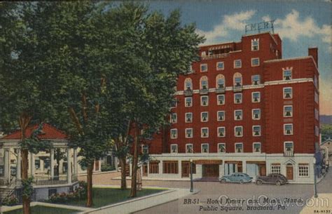 Hotel Emery And Music Stand Public Square Bradford Pa Postcard