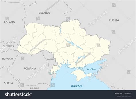 Political Map Ukraine Borders Regions Vector Stock Vector (Royalty Free ...