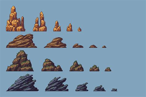 Free Rocks Pixel Art Asset Pack Behance