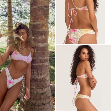 LoveShackFancy Swim Loveshackfancy X Hurley Hibiscus Cheeky Reversible Hipster Bikini Set
