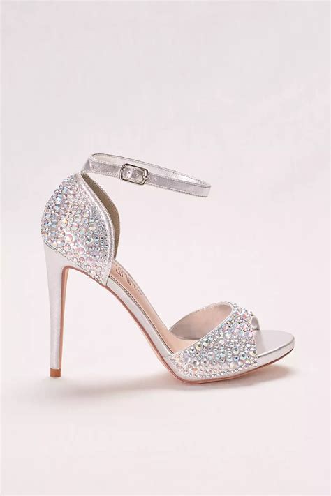 Crystal Peep Toe High Heel With Ankle Strap Davids Bridal