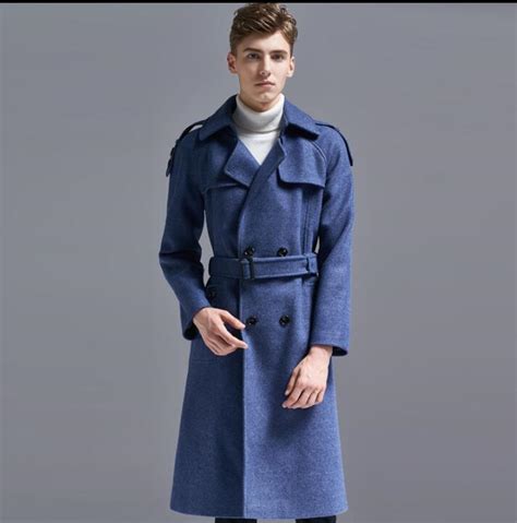 Outono inverno casual longo casaco de lã dos homens trench coats mangas