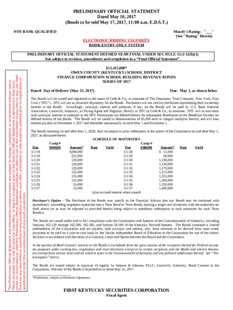 PRELIMINARY OFFICIAL STATEMENT DATED JUNE 1 Doc Template PdfFiller