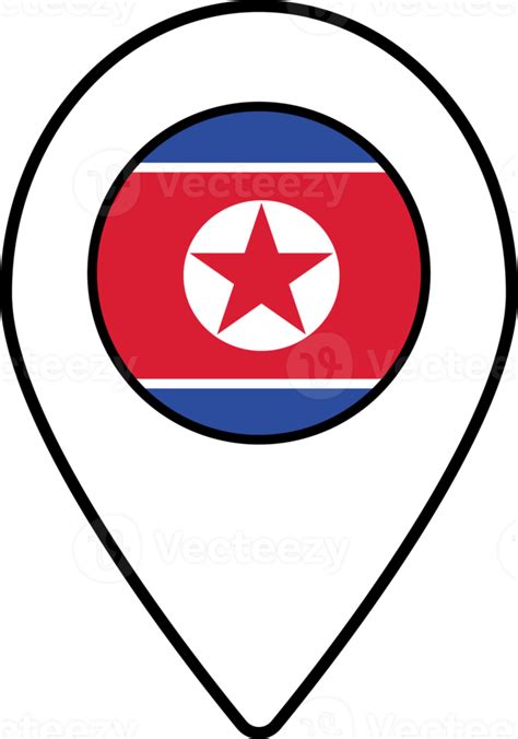 North Korea Flag Map Pin Navigation Icon 22121287 Png