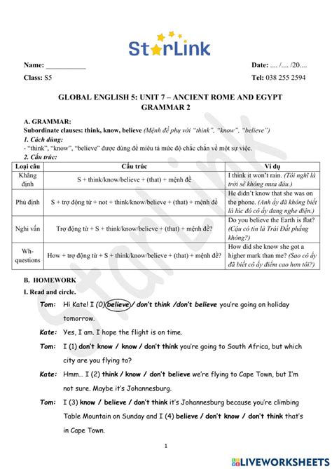 Viet W27 S5 U7 Gram2 Worksheet