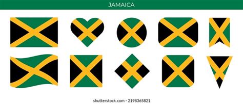 Jamaica Flag Set Vector Illustration Isolated Stock Vector Royalty