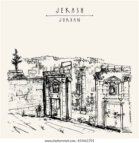 Jordanien Jerash Over Royalty Free Licensable Stock Illustrations