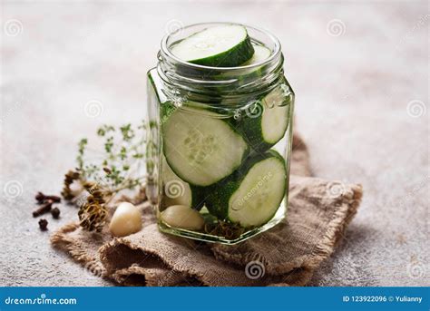 Homemade Pickled Cucumbers in Jar Stock Photo - Image of food, diet: 123922096