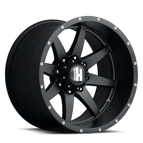 Havok 112 Wheels Rims 22x12 6x139 7 Matte Black W Machined Rivets