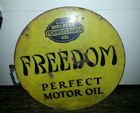 Freedom Perfect Pennsylvania Motor Oil Porcelain Sign Vintage Old Rare