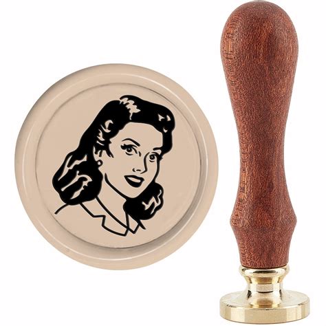 Retro Lady Wax Seal Stamp 30mm Removable Brass Head Vintage Lady Woman