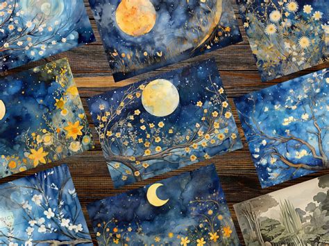 Moon Junk Journal Pages 12 Printable Pages Moon Ephemera for Journal ...