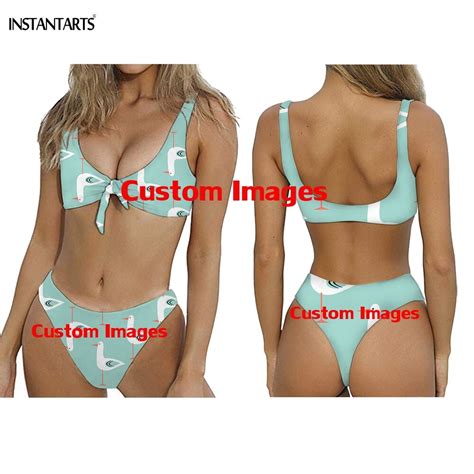 INSTANTARTS Sexy Mujer Arco Nudo Bikini Personalizado Su Propio