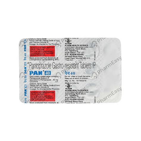 Pan 40 MG Tablet 15 Uses Side Effects Dosage Composition Price