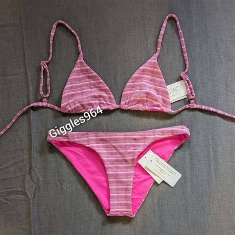 L Space Swim Lspace Brittany Camacho Bikini Set Electric Pique Pink Stripe Poshmark