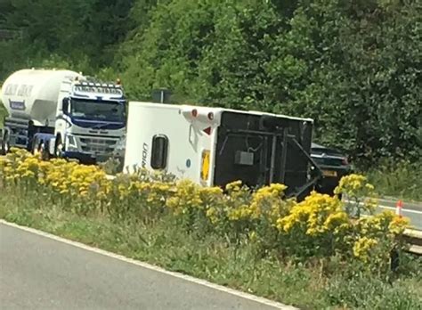 M5 Caravan Crash Near Taunton Pictures Show Devastation As Overturned