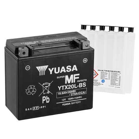 BATTERIE 12V 18 Ah YTX20L BS YUASA MF SANS ENTRETIEN LIVREE AVEC PACK