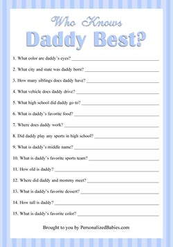 Printable Baby Shower Games SK1 Baby Games EDITABLE Who Knows Daddy