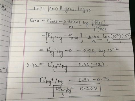 In The Cell Pt S H2 G 1 Bar HCl Aq Ag S Pt S The Cell