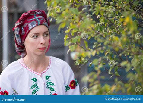 Portrait Of A Slavic Belarusian Woman In A National Headdress Editorial