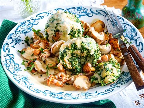 Spinat Kn Del Mit Pilzragout Rezept Lecker