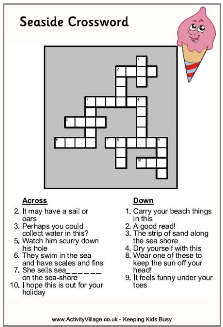 Seaside Word Search Puzzle For Kids