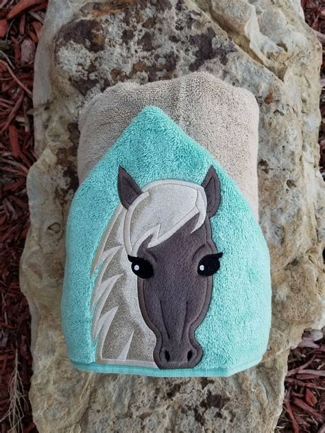 Horse Hooded Towel With Personalization By Dizzybeeembroidery On Etsy