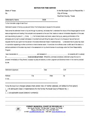 Motion For Time Served Fill And Sign Printable Template Online