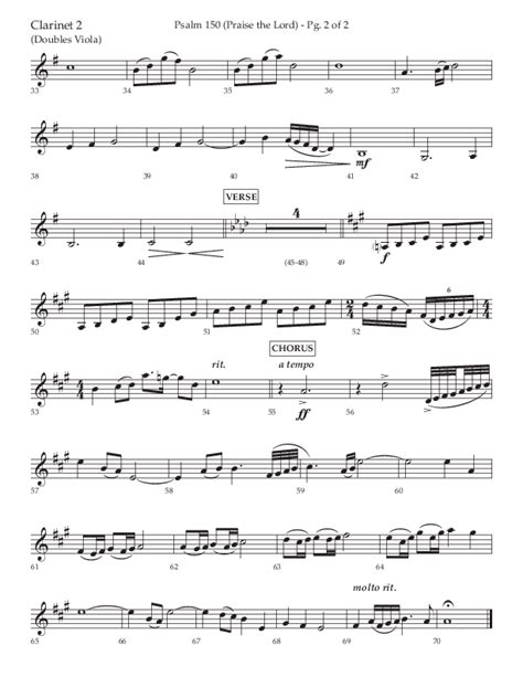 Psalm 150 Praise The Lord Choral Anthem Satb Clarinet Sheet Music