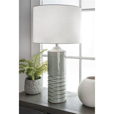 Watch Hill 27 Inch Naomi Ceramic Linen Shade Light Sage Table Lamp