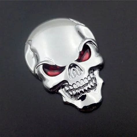 Pegatina De Calavera Hueso Coche Motocicleta Cromo Plata 3D