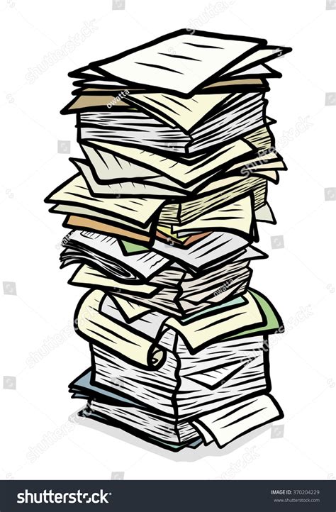 Stack Used Papers Cartoon Vector Illustration Stock Vector 370204229