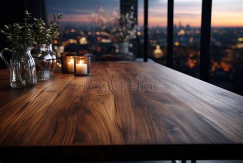 Wooden Dining Table in a Modern Kitchen Stock Image - Image of room ...