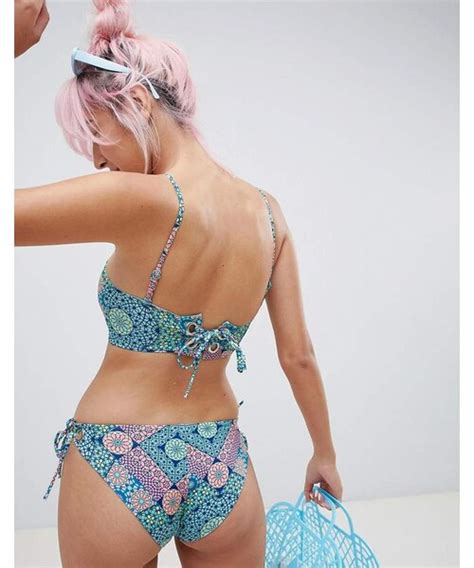 Monki（モンキ）の「monki Mosaic Bandeau Bikini Top In Mosaic Print（水着）」 Wear